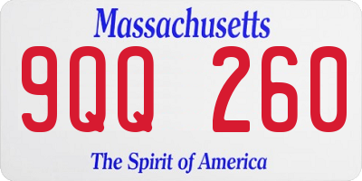 MA license plate 9QQ260