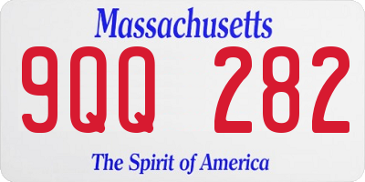 MA license plate 9QQ282