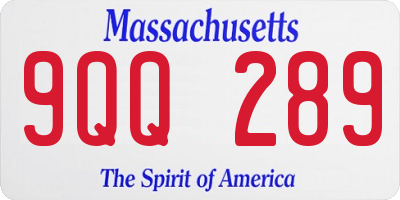 MA license plate 9QQ289