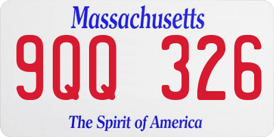 MA license plate 9QQ326