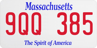 MA license plate 9QQ385