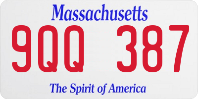 MA license plate 9QQ387