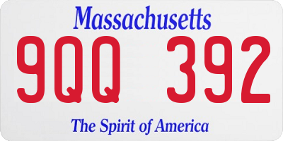 MA license plate 9QQ392