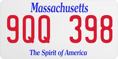 MA license plate 9QQ398