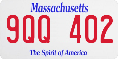 MA license plate 9QQ402