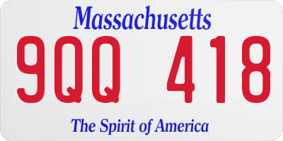 MA license plate 9QQ418