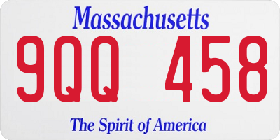 MA license plate 9QQ458