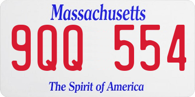 MA license plate 9QQ554