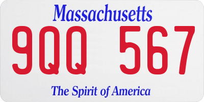 MA license plate 9QQ567
