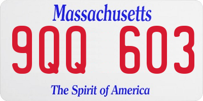 MA license plate 9QQ603