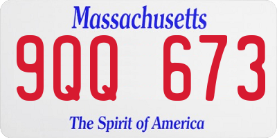 MA license plate 9QQ673