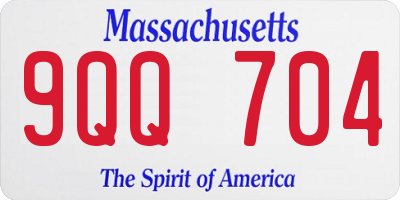 MA license plate 9QQ704