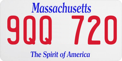 MA license plate 9QQ720