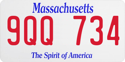 MA license plate 9QQ734