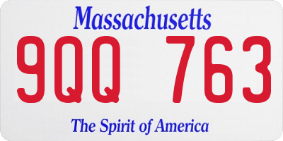 MA license plate 9QQ763