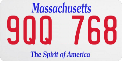 MA license plate 9QQ768
