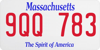 MA license plate 9QQ783