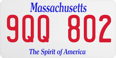 MA license plate 9QQ802