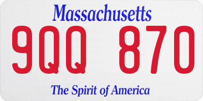 MA license plate 9QQ870