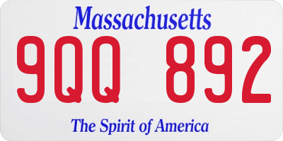MA license plate 9QQ892
