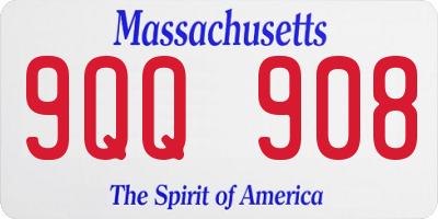 MA license plate 9QQ908