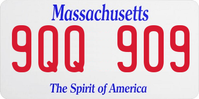MA license plate 9QQ909