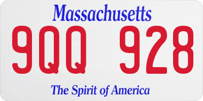 MA license plate 9QQ928