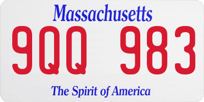 MA license plate 9QQ983