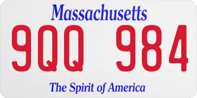 MA license plate 9QQ984
