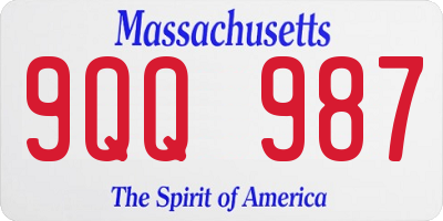 MA license plate 9QQ987