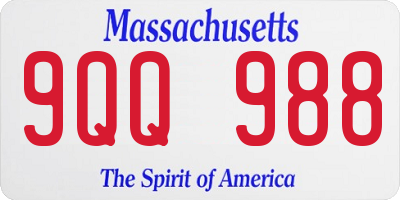 MA license plate 9QQ988