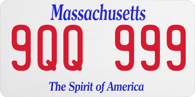 MA license plate 9QQ999