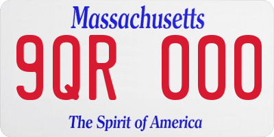 MA license plate 9QR000