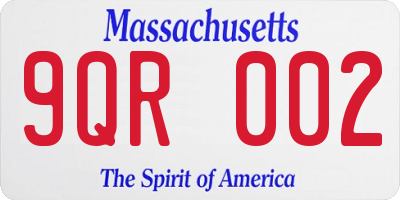 MA license plate 9QR002