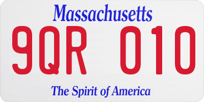 MA license plate 9QR010