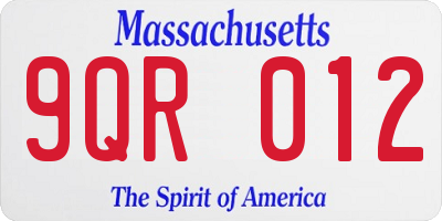 MA license plate 9QR012