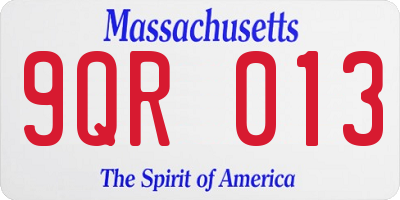 MA license plate 9QR013