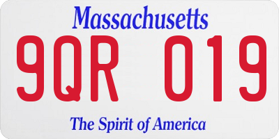 MA license plate 9QR019