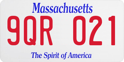 MA license plate 9QR021