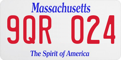 MA license plate 9QR024