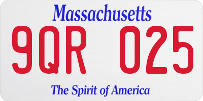 MA license plate 9QR025