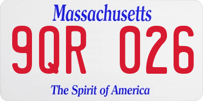MA license plate 9QR026