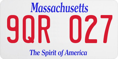 MA license plate 9QR027