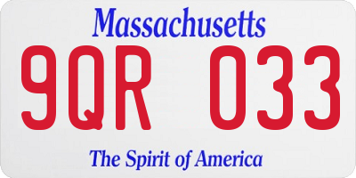 MA license plate 9QR033