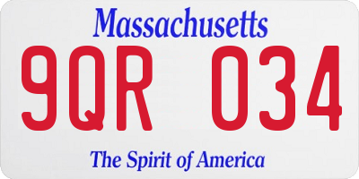 MA license plate 9QR034