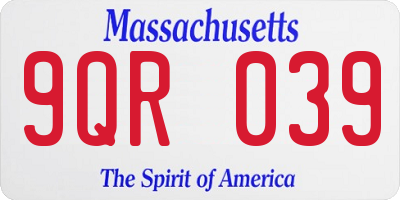MA license plate 9QR039