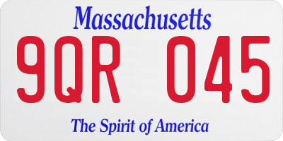MA license plate 9QR045