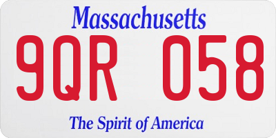 MA license plate 9QR058