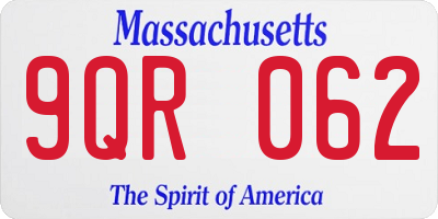 MA license plate 9QR062