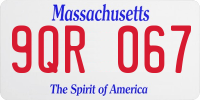MA license plate 9QR067